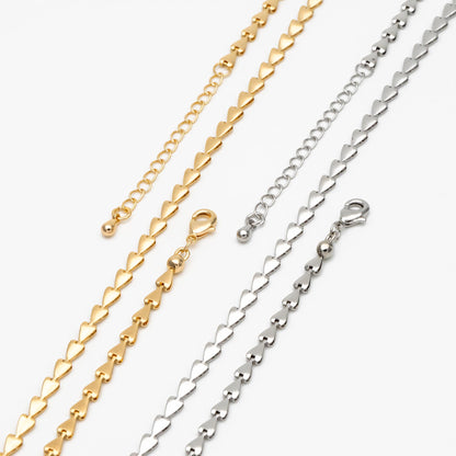 Gold/ Silver Tone Triangle Chain 3mm, Finished Bracelet/ Anklet/ Necklace with Extender Chain, Ready to Wear (#LK-239)