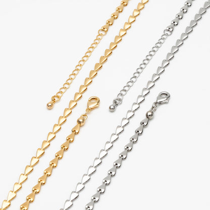 Gold/ Silver Tone Triangle Chain 3mm, Finished Bracelet/ Anklet/ Necklace with Extender Chain, Ready to Wear (#LK-239)