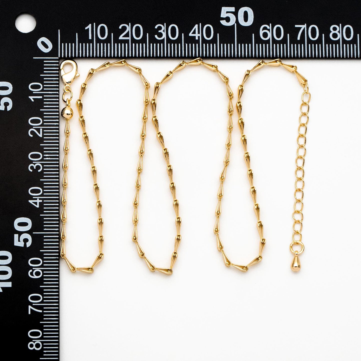 Gold/ Silver Tone Triangle Chain 3mm, Finished Bracelet/ Anklet/ Necklace with Extender Chain, Ready to Wear (#LK-239)