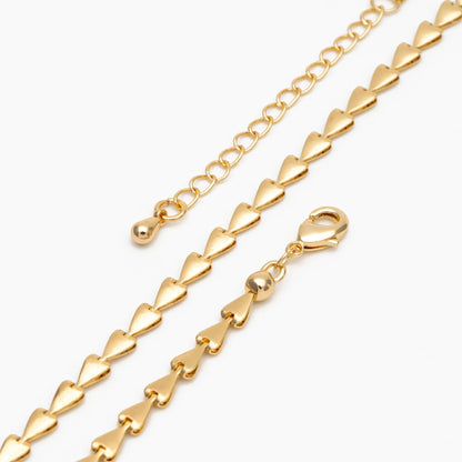 Gold/ Silver Tone Triangle Chain 3mm, Finished Bracelet/ Anklet/ Necklace with Extender Chain, Ready to Wear (#LK-239)