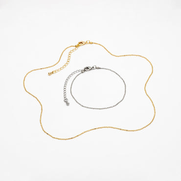 Gold/ Silver Ball Chains 1mm, Finished Bracelet/ Anklet/ Necklace with Extender Chain, Ready to Wear (#LK-243)