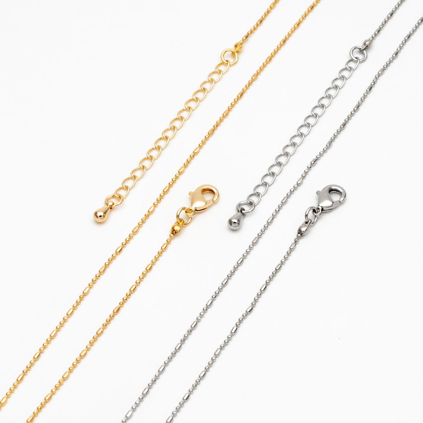Gold/ Silver Ball Chains 1mm, Finished Bracelet/ Anklet/ Necklace with Extender Chain, Ready to Wear (#LK-243)