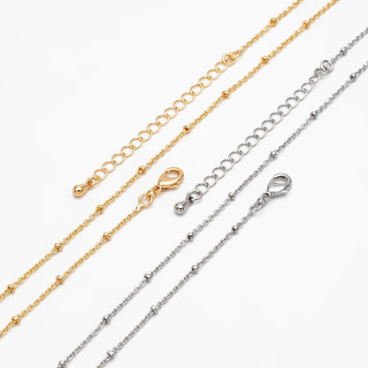 Gold/ Rhodium plated Brass Satellite Chains 1.4mm, Finished Dainty Necklace with Extender Chain, Ready to Wear 18 Inch (#LK-312)