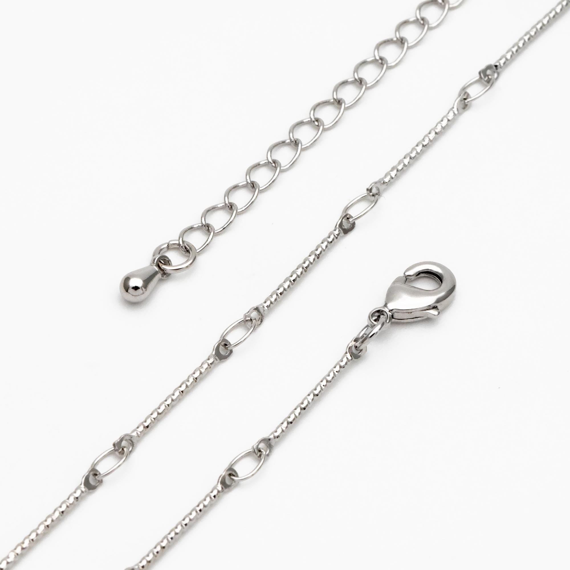 Gold/ Rhodium plated Brass Bar Link Chains, Finished Bracelet/ Necklace with Extender Chain, Ready to Wear (#LK-425)