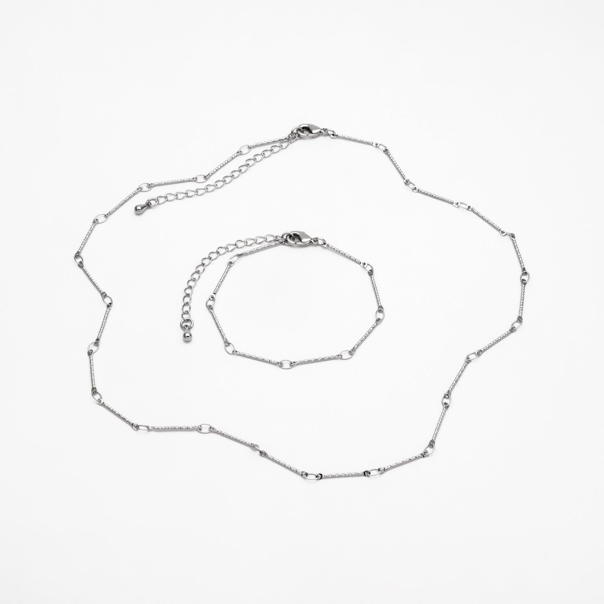 Gold/ Rhodium plated Brass Bar Link Chains, Finished Bracelet/ Necklace with Extender Chain, Ready to Wear (#LK-425)