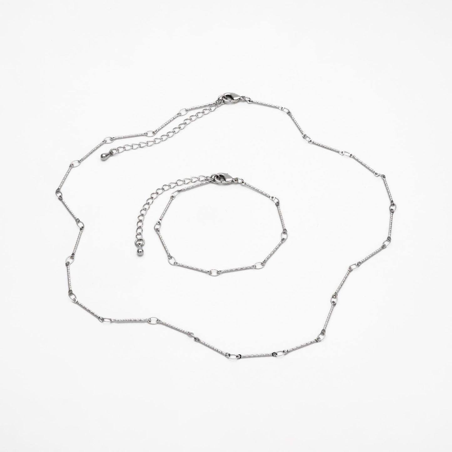 Gold/ Rhodium plated Brass Bar Link Chains, Finished Bracelet/ Necklace with Extender Chain, Ready to Wear (#LK-425)