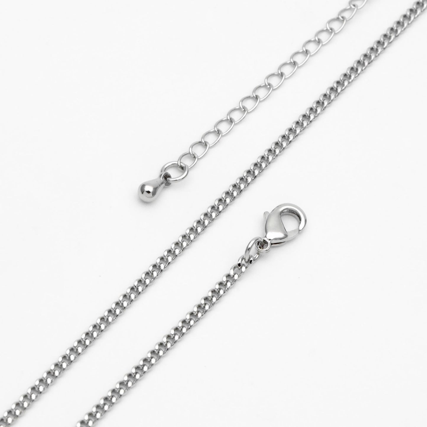 Gold/ Silver Tone Curb Chain 2mm, Finished Bracelet/ Anklet/ Necklace with Extender Chain, Ready to Wear (#LK-447)