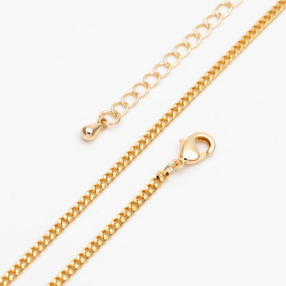 Gold/ Silver Tone Curb Chain 2mm, Finished Bracelet/ Anklet/ Necklace with Extender Chain, Ready to Wear (#LK-447)