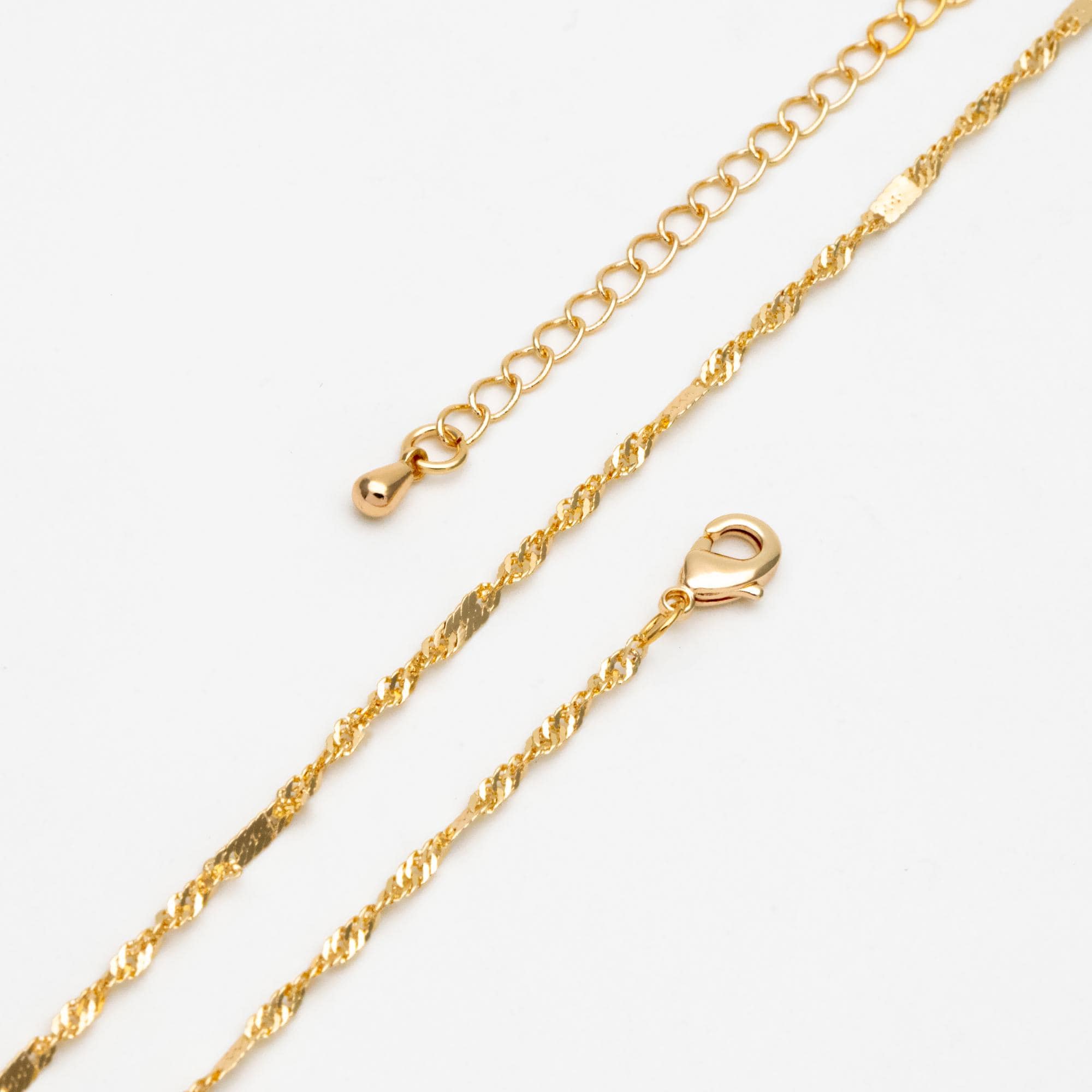 Gold Twisted Chain 2mm, Finished Bracelet/ Anklet/ Necklace with Extender Chain, Ready to Wear (#LK-448)