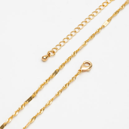 Gold Twisted Chain 2mm, Finished Bracelet/ Anklet/ Necklace with Extender Chain, Ready to Wear (#LK-448)