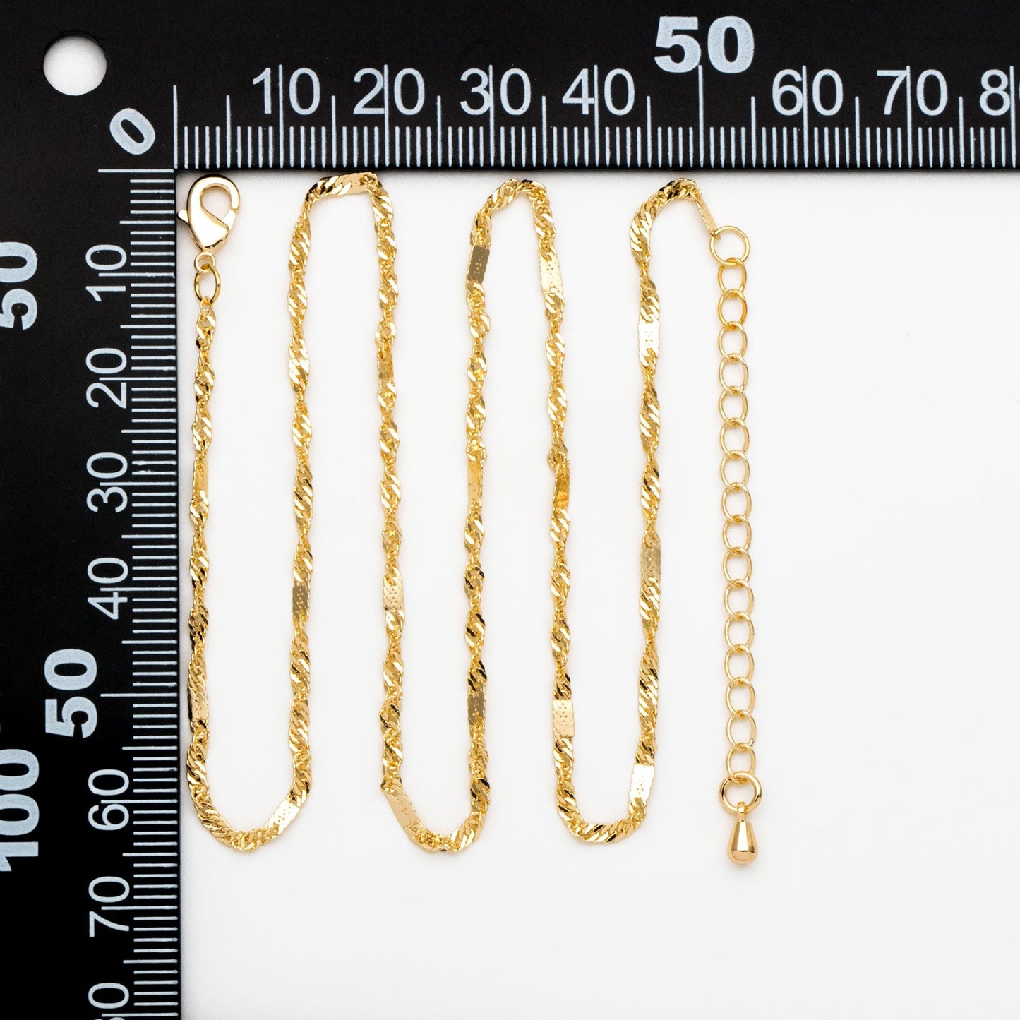 Gold Twisted Chain 2mm, Finished Bracelet/ Anklet/ Necklace with Extender Chain, Ready to Wear (#LK-448)