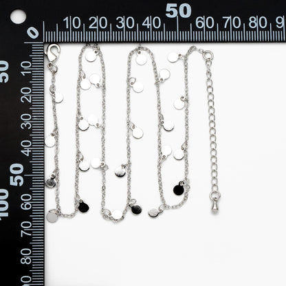 Silver Tone Chain with 4mm Round Disc Charms, Finished Bracelet/ Anklet/ Necklace with Extender, Ready to Wear (#LK-458-2)