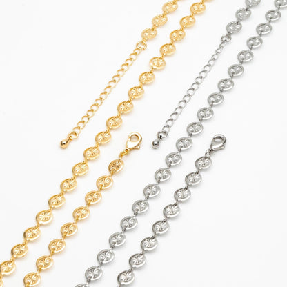 Gold Round Disc Chains 6mm, Finished Bracelet/ Anklet/ Necklace with Extender Chain, Ready to Wear (#LK-582)