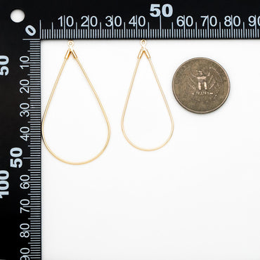 10pcs Gold Teardrop Wire Pendants 45/ 51mm, Real Gold plated Brass Drop Geometric Charms, Can Open to Thread Beads (GB-381)