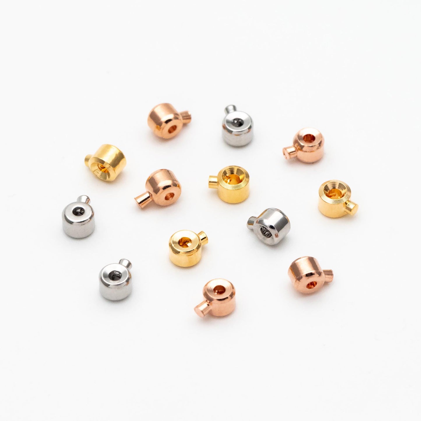 10pcs Gold/ Silver/ Rose Gold Crimp Beads, Rondelle Crimp 3x2mm, Fit Soft Wire/ Cord Only (GB-400)