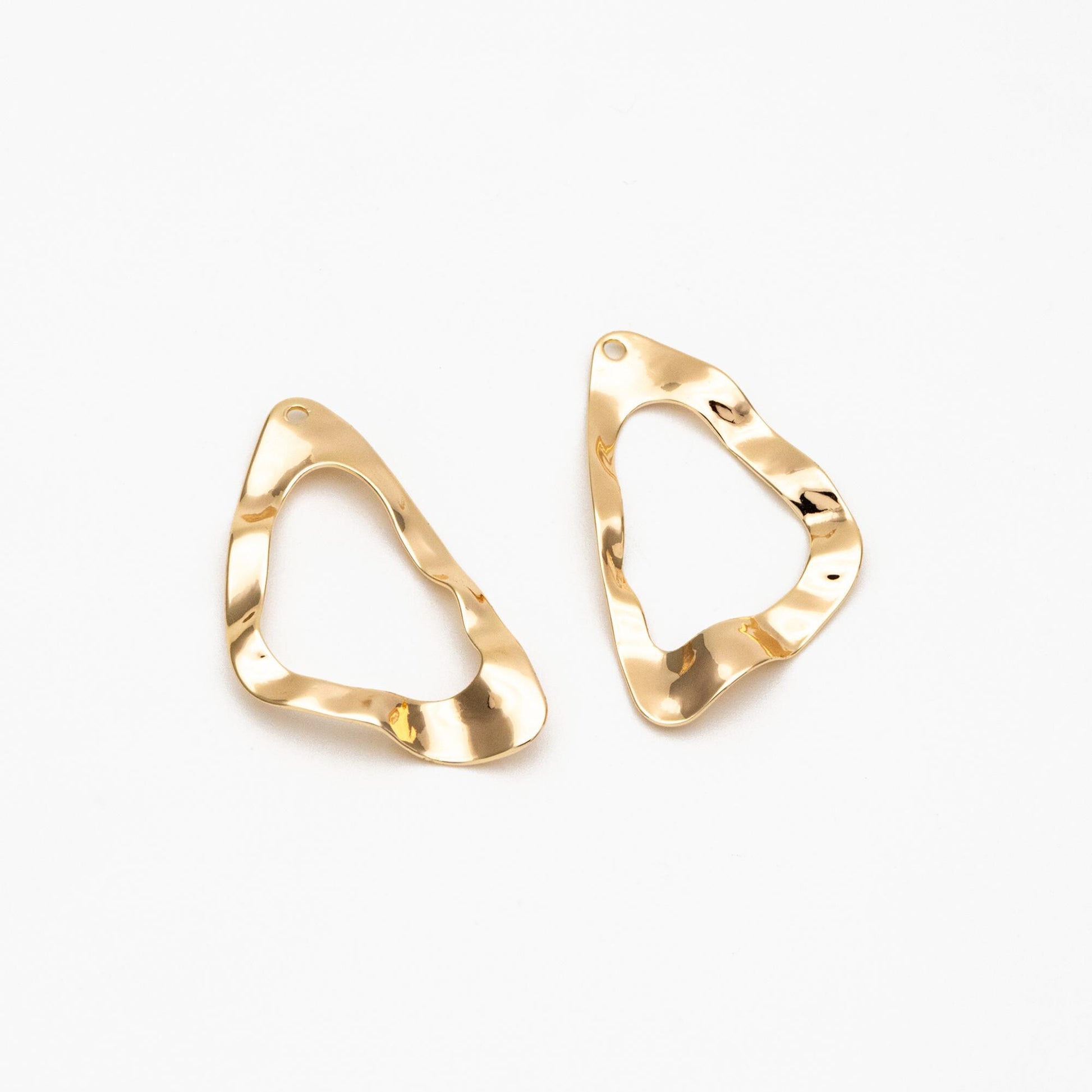 10pcs Hammered Triangle Circle Charms 33mm, Gold/ Silver Irregular Triangle Pendants (GB-402-H)