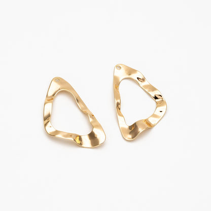 10pcs Hammered Triangle Circle Charms 33mm, Gold/ Silver Irregular Triangle Pendants (GB-402-H)