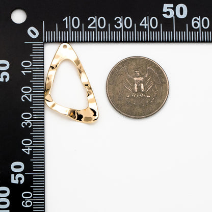 10pcs Hammered Triangle Circle Charms 33mm, Gold/ Silver Irregular Triangle Pendants (GB-402-H)