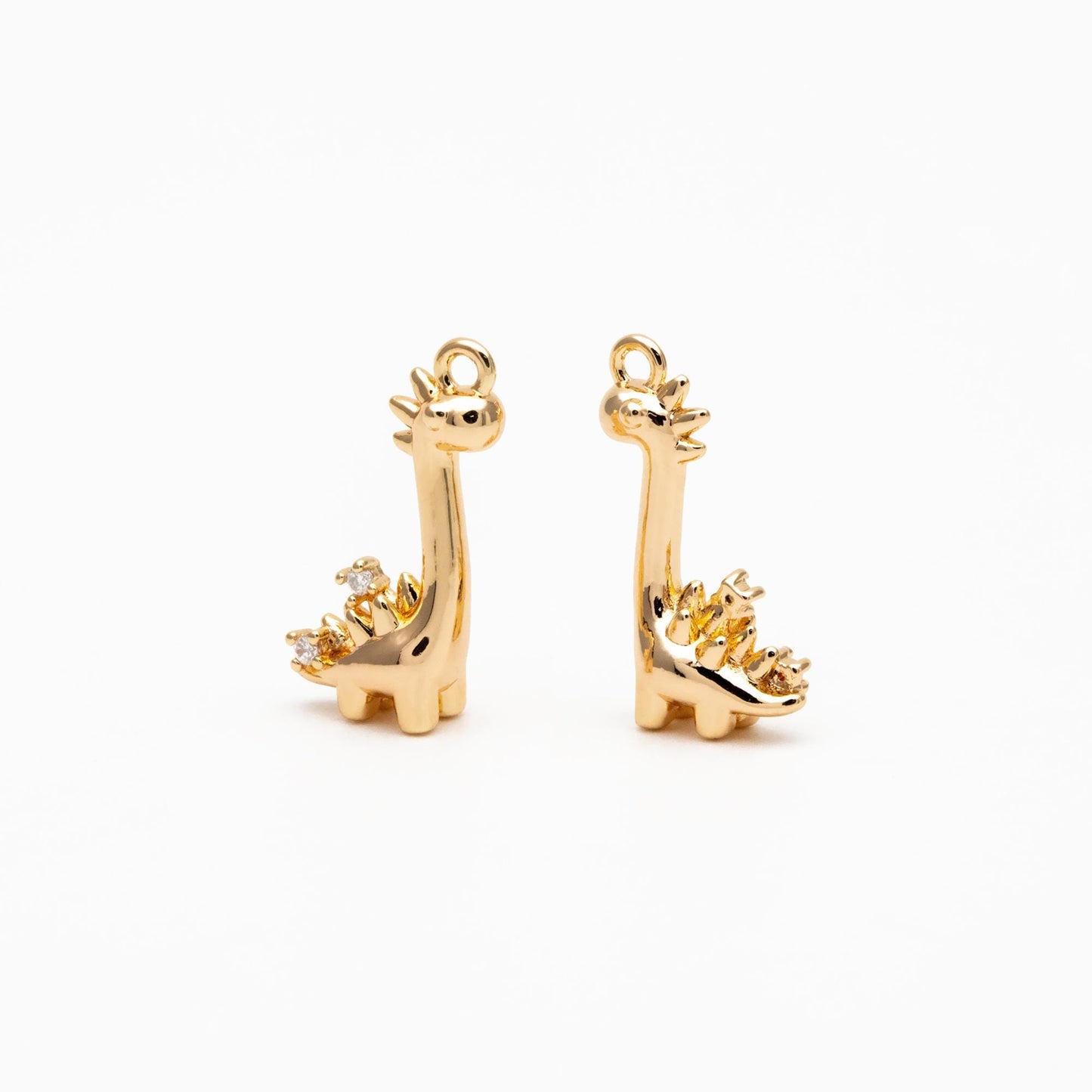 4pcs CZ Pave Gold Dinosaur Charm, Jewelry Making, Diy Material, Jewelry Supplies (GB-2074-F)