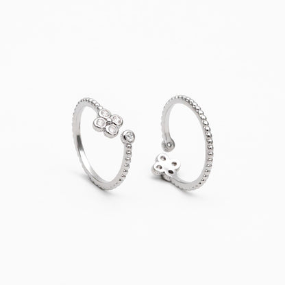 4pcs CZ Pave Gold/ Silver Flower Ring, Modern Style Ring, Fashion Rings, Dainty Rings, Adjustable Ring (#GB-4615)