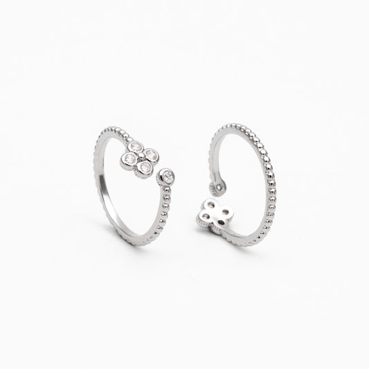 4pcs CZ Pave Gold/ Silver Flower Ring, Modern Style Ring, Fashion Rings, Dainty Rings, Adjustable Ring (#GB-4615)