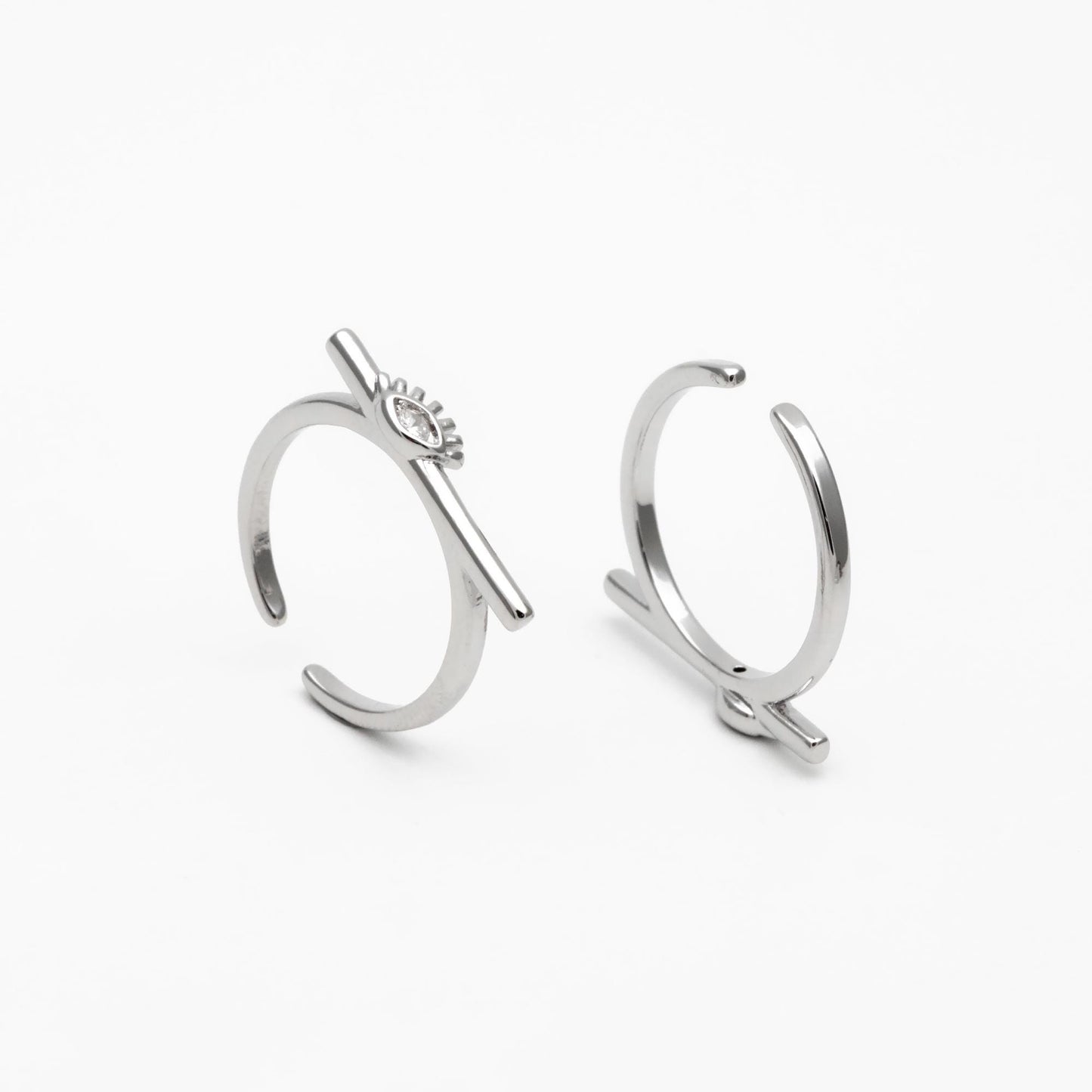 4pcs CZ Pave Gold/ Silver Tone Eye Ring, Bar Ring, Thin Ring, Everyday Ring, Fashion Rings, Dainty Rings, Adjustable Ring (#GB-4623)