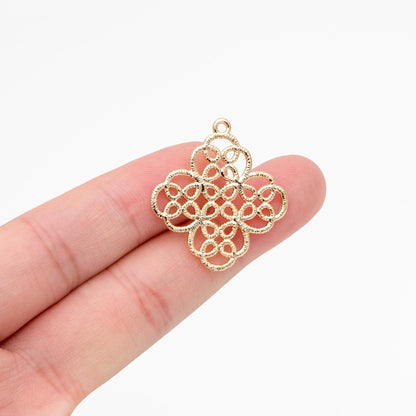 10pcs Gold plated Brass Filigree Charm Pendants 29x27mm, Earring Findings, Jewelry Making, Diy Material, Jewelry Supplies (GB-408)