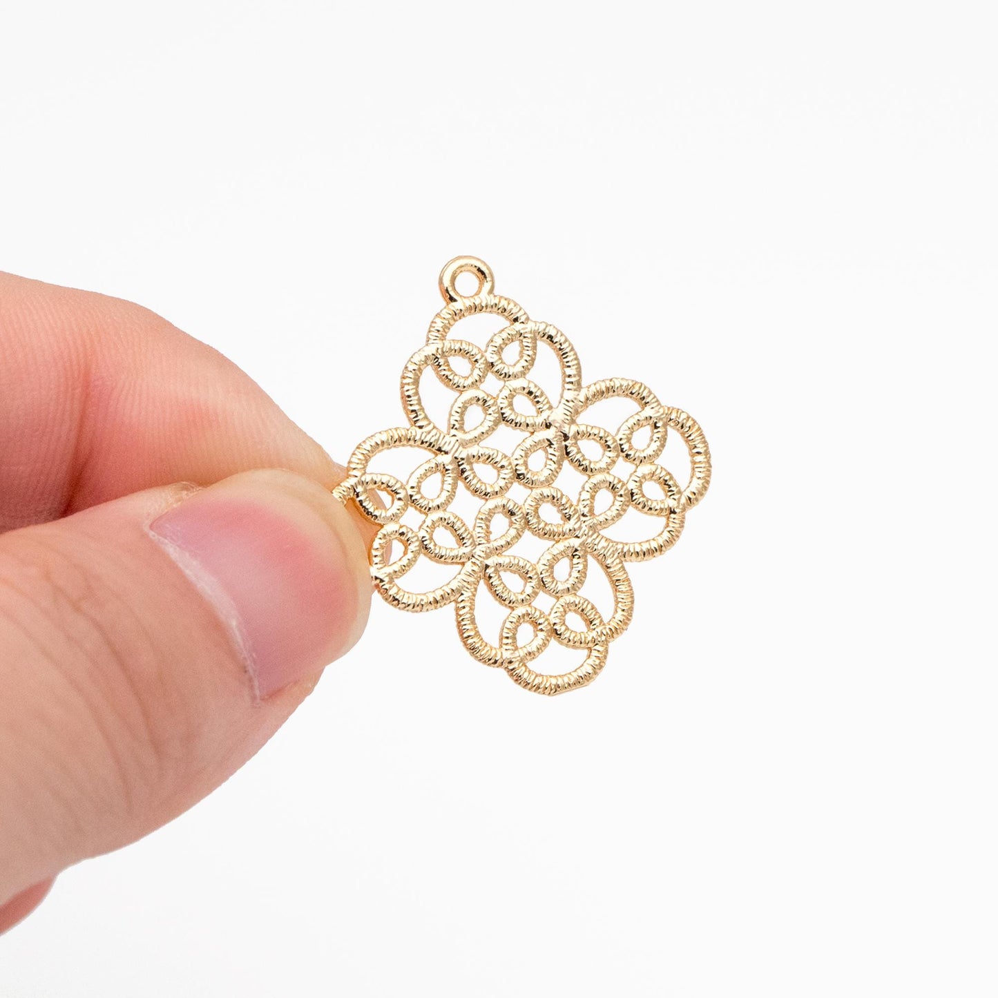 10pcs Gold plated Brass Filigree Charm Pendants 29x27mm, Earring Findings, Jewelry Making, Diy Material, Jewelry Supplies (GB-408)