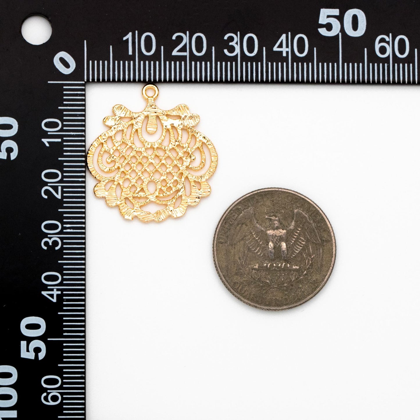 10pcs Gold plated Brass Filigree Charm Pendants 28x26mm, Lead Nickel Free (GB-409)