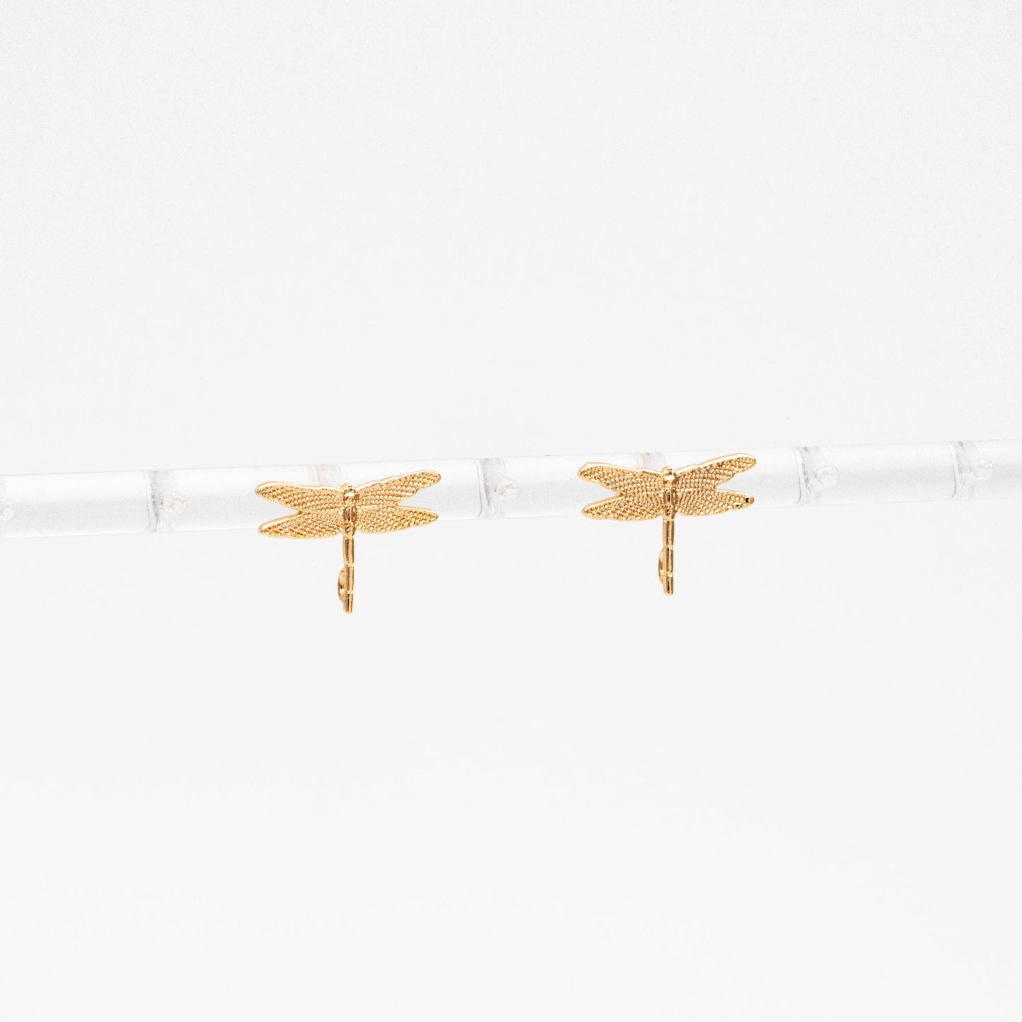 10pcs Gold Dragonfly Stud Earrings with Loop 16x11mm, 18K Gold plated Brass Ear Posts Wholesale (#GB-415)