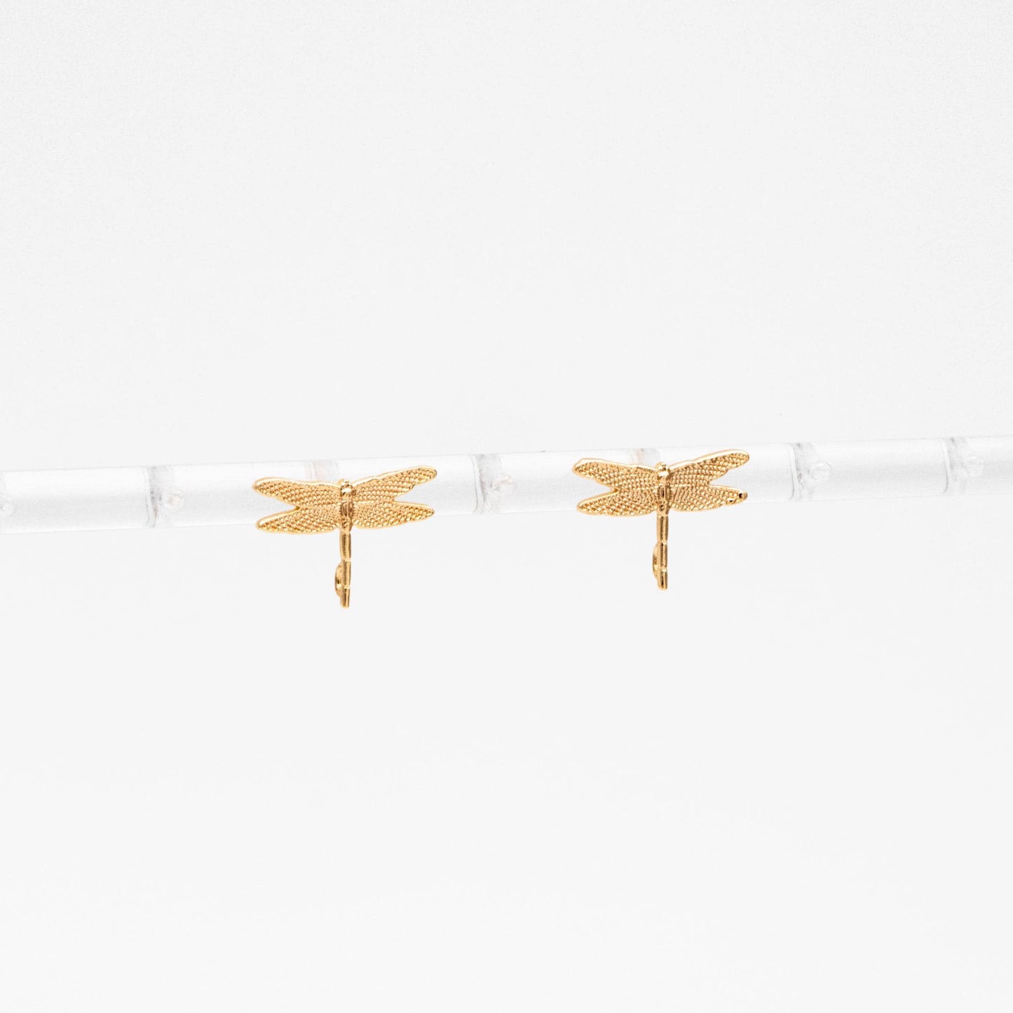 10pcs Gold Dragonfly Stud Earrings with Loop 16x11mm, 18K Gold plated Brass Ear Posts Wholesale (#GB-415-C)