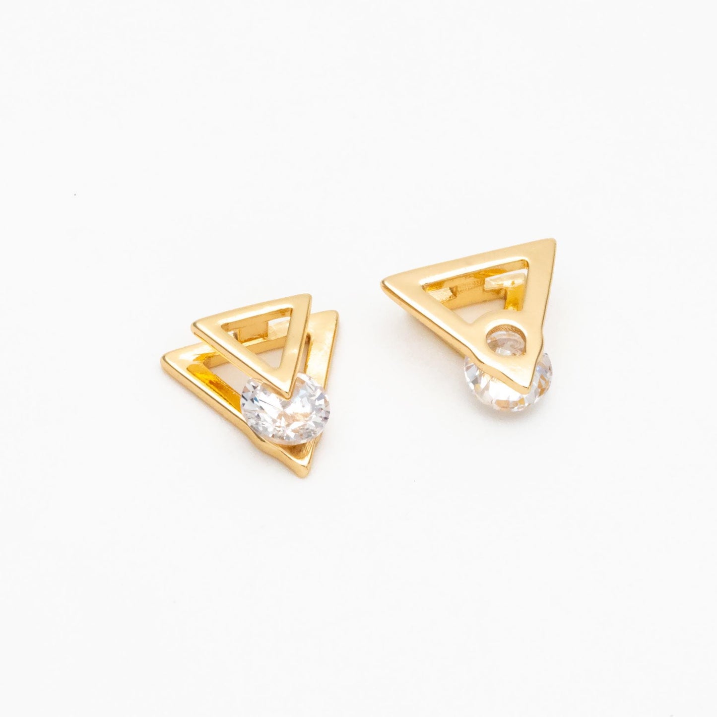 10pcs CZ Pave Gold Geometric Beads, Gold plated Brass Charm Links, Triangle Round Square Hexagon (GB-417)