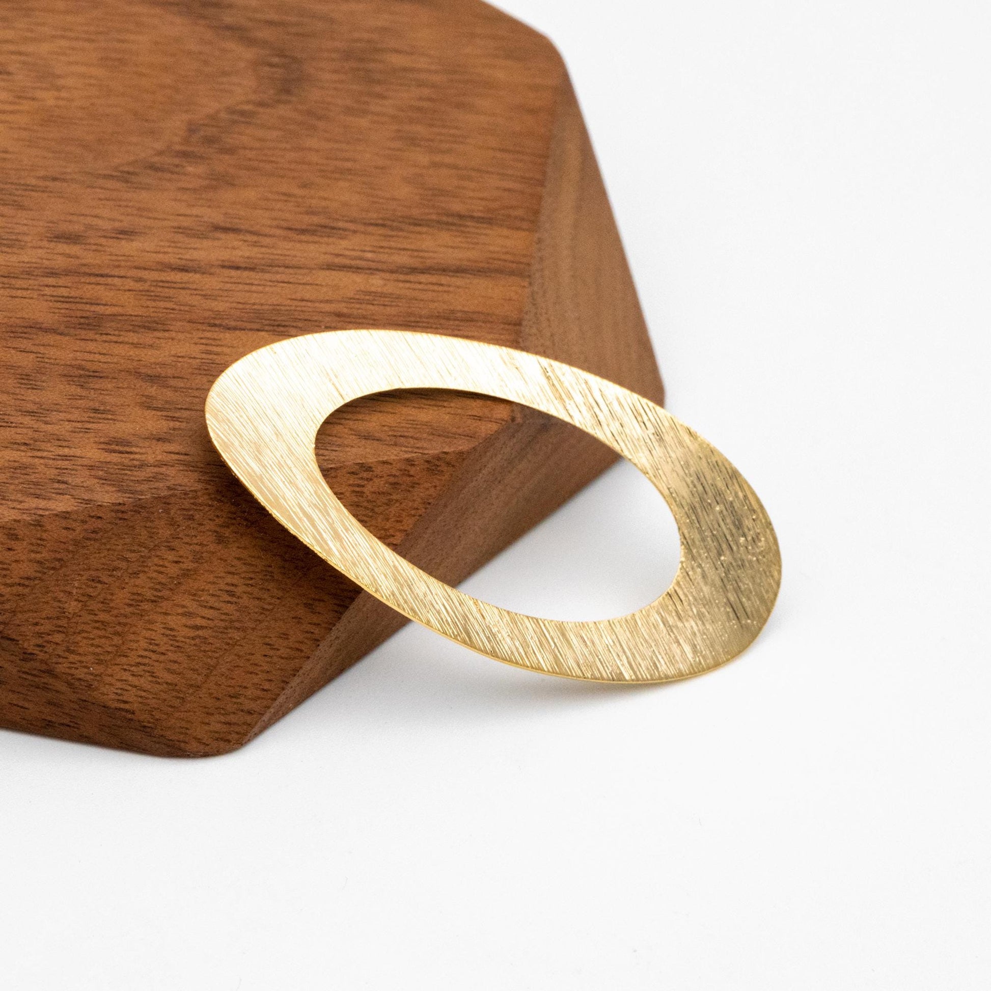 10pcs Brushed Gold Oval Pendants 46x23mm, 18K Gold plated Brass, Geometric Oval Circle Charms (GB-3817-O)