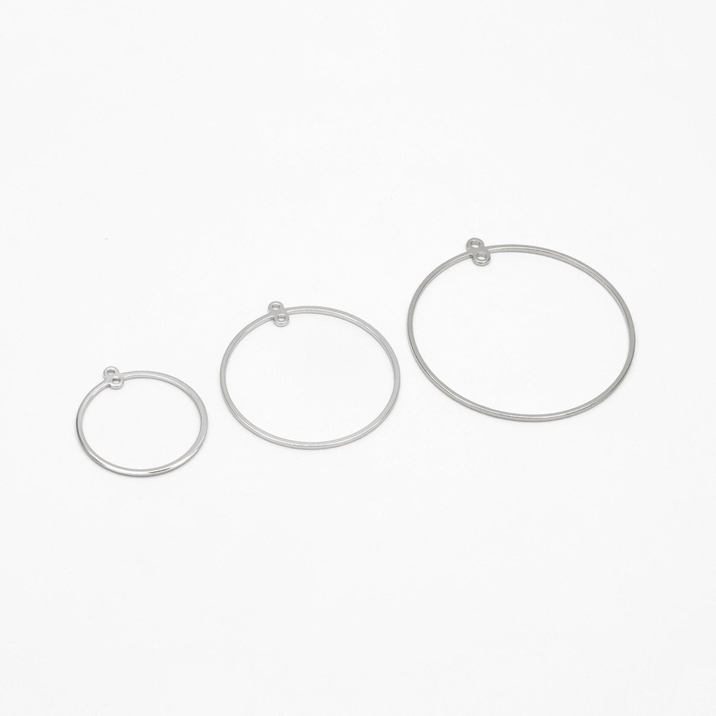 10pcs Gold/ Silver Tone Round Circle Pendants 25/ 35/ 45mm, 18K Gold/ Rhodium plated Brass, Geometric Ring Loop Hoop Charms (GB-424)