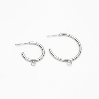 10pcs Gold/ Silver Tone Earring Posts, Circle Stud Earring with Ring/Loop, 20/ 30mm Circle Size (GB-425)