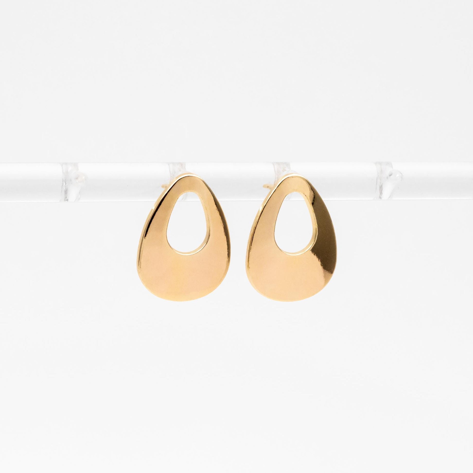 10pcs Gold Teardrop Ear Post with Loop, 17x12mm, 18K Gold Plated Brass Geometric Earring Studs (GB-441)