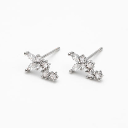 10pcs CZ Pave Gold/ Silver Butterfly Earrings, Gold/ Rhodium Plated Brass, Dianty Butterfly Stud Earrings (GB-4629)