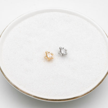 10pcs CZ Pave Gold/ Silver Tone Turtle Earrings, Gold/ Rhodium Plated Brass, Minimalist Stud Earrings (GB-4630)