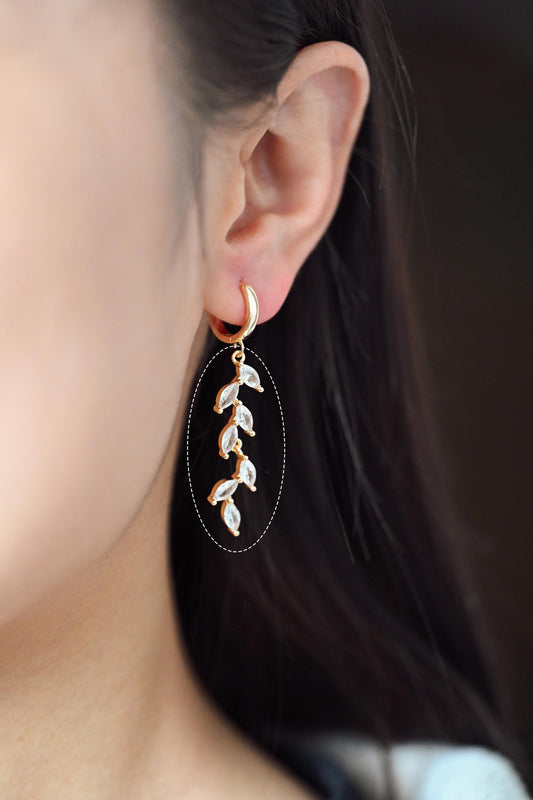 4pcs CZ Pave Gold Leaf Charms, Gold plated Brass Leaves Charm, bracelet necklace Earring pendant (GB-3037-F)