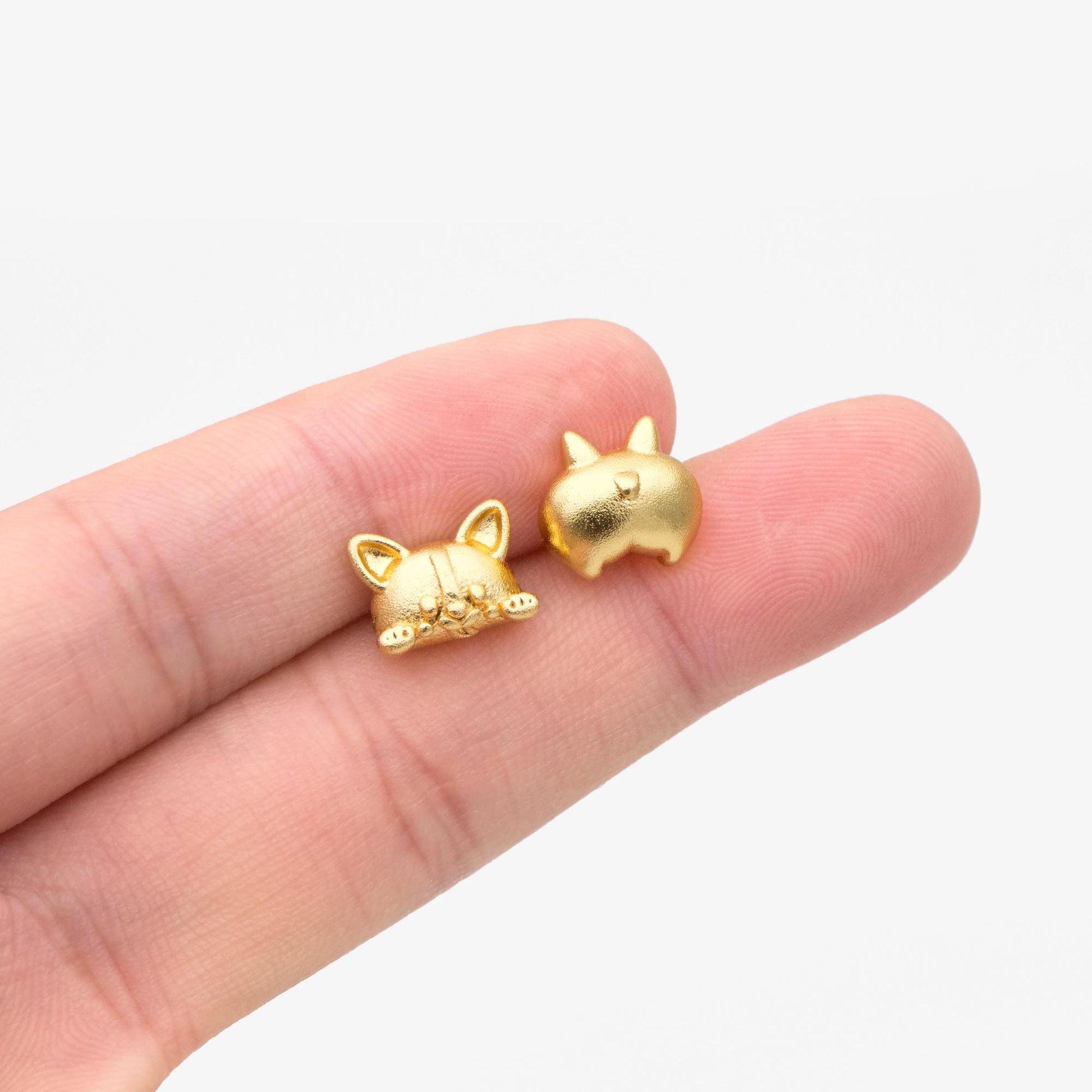 4pcs Stardust Gold Dog Stud Earrings: Asymmetrical Raccoon Earring (GB-4631)