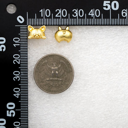 4pcs Stardust Gold Dog Stud Earrings: Asymmetrical Raccoon Earring (GB-4631)