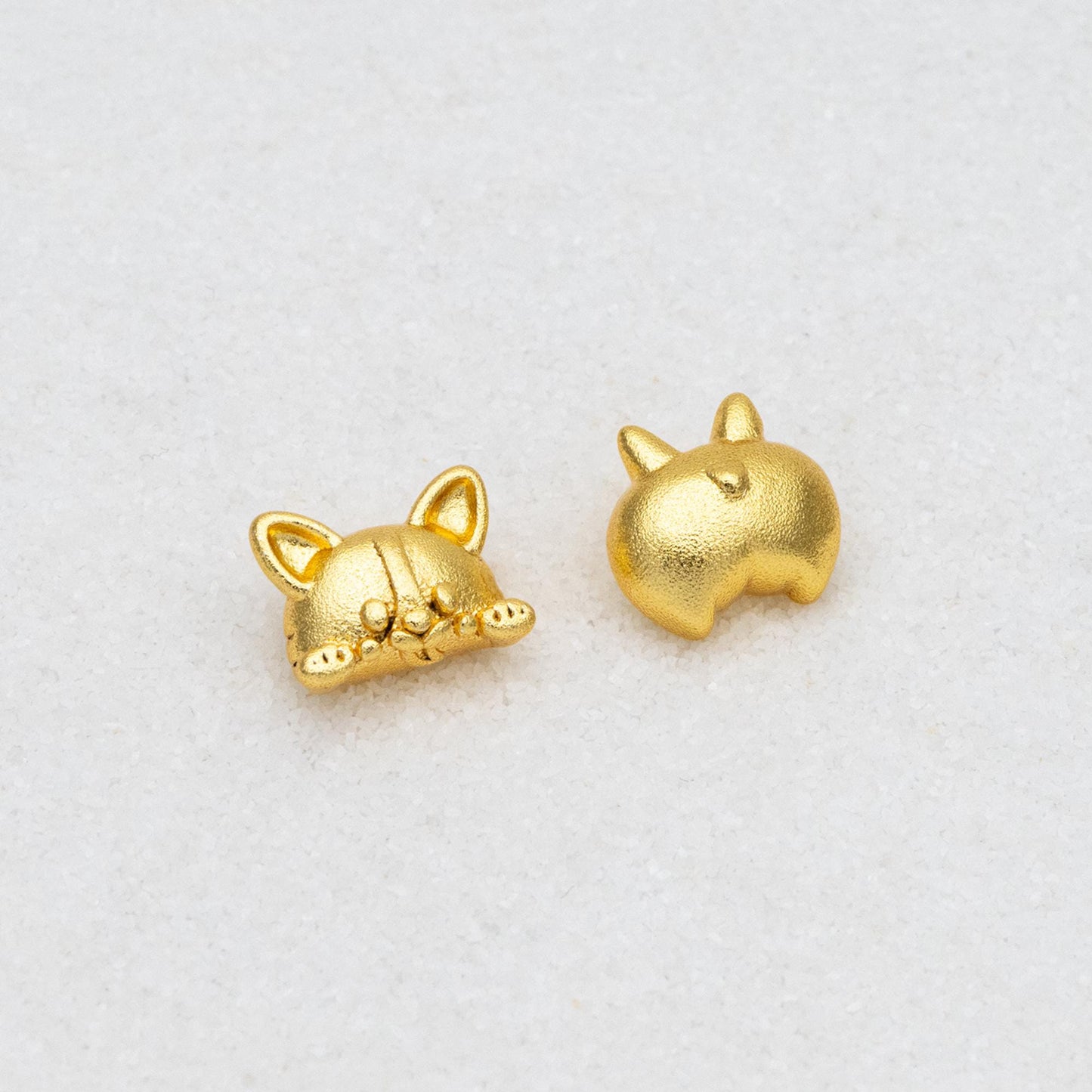 4pcs Stardust Gold Dog Stud Earrings: Asymmetrical Raccoon Earring (GB-4631)