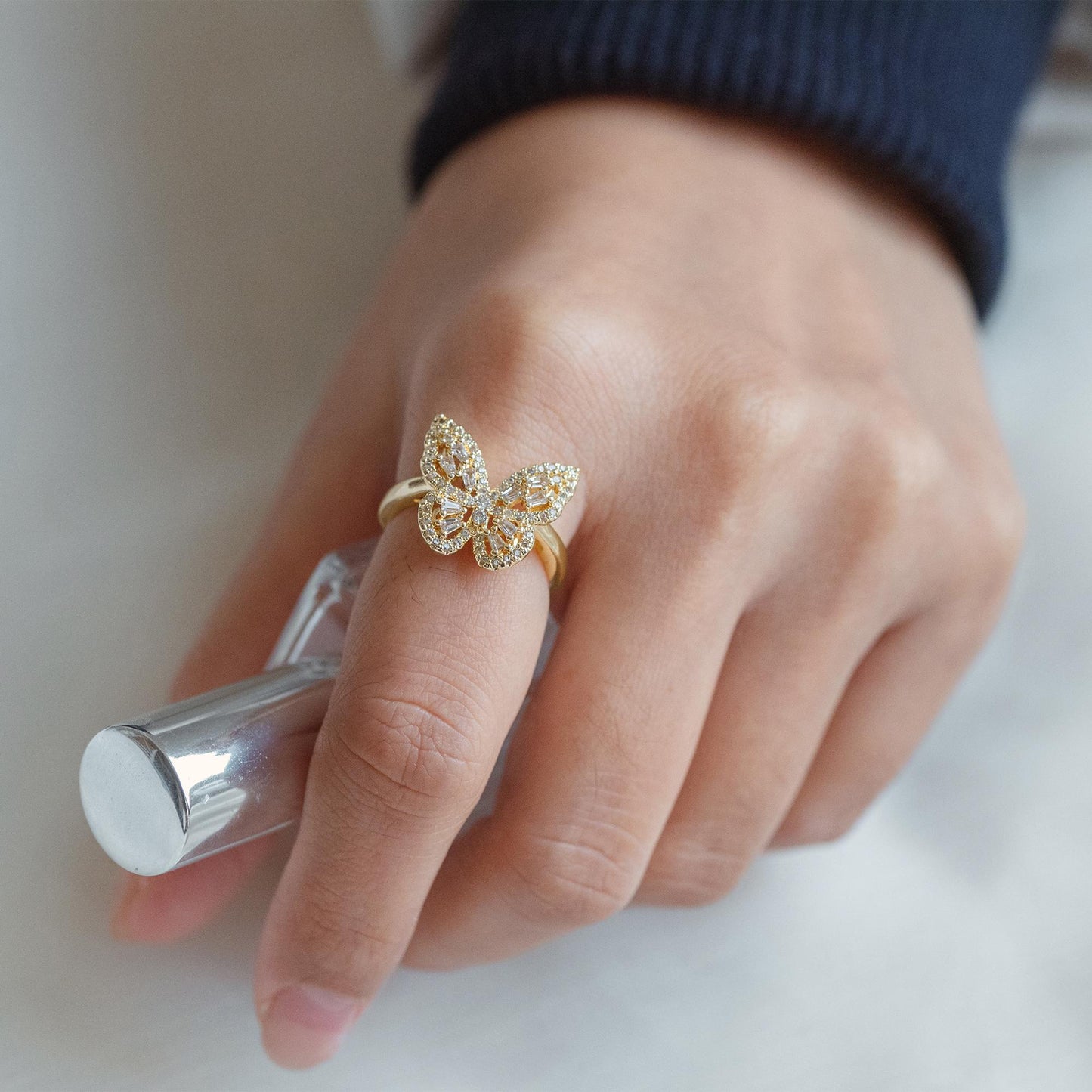 4pcs CZ Pave Butterfly Ring, Modern Style Ring, Fashion Rings, Dainty Rings, Adjustable Ring (#GB-3849)