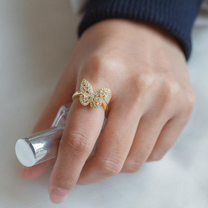 4pcs CZ Pave Butterfly Ring, Modern Style Ring, Fashion Rings, Dainty Rings, Adjustable Ring (#GB-3849)