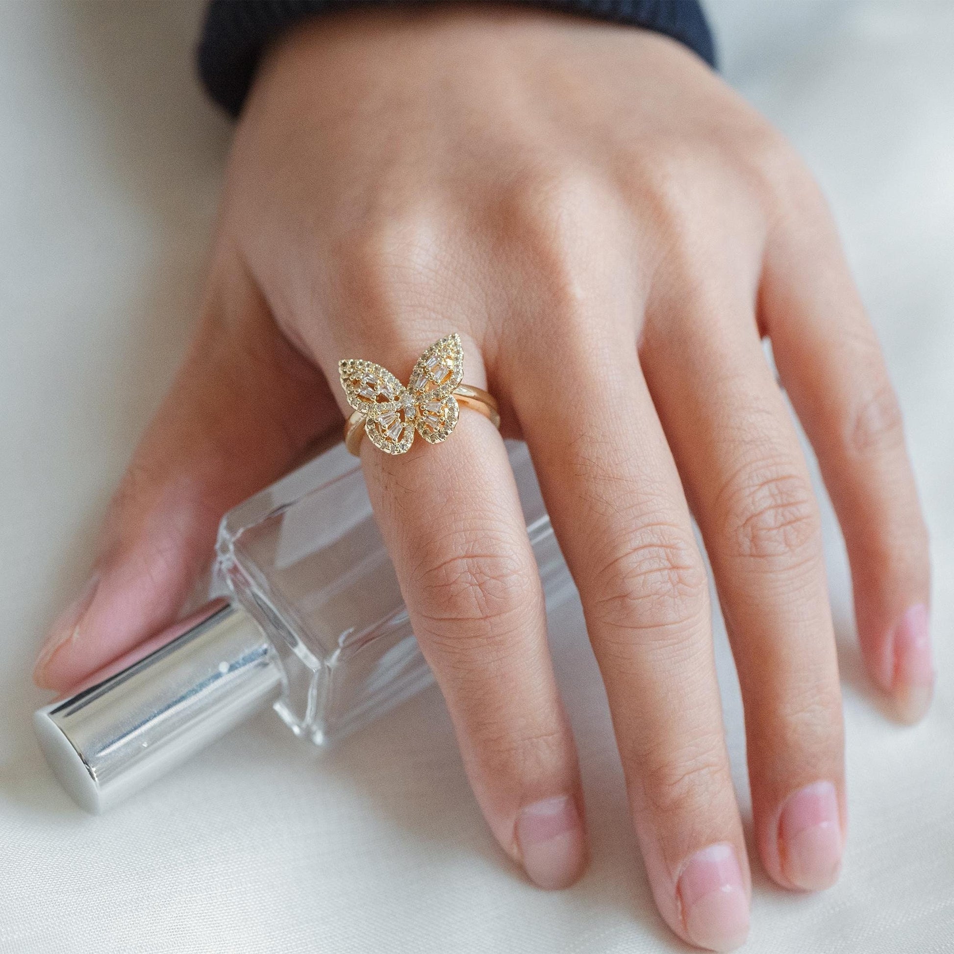 4pcs CZ Pave Butterfly Ring, Modern Style Ring, Fashion Rings, Dainty Rings, Adjustable Ring (#GB-3849)