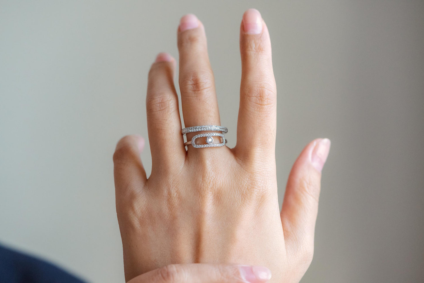 4pcs CZ Pave Double Band Circle Ring, Evil Eye Ring, Weeding Ring, Fashion Rings, Dainty Rings, Adjustable Ring (#GB-4612)