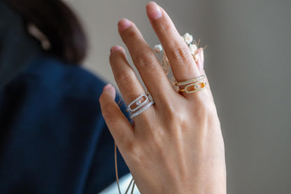 4pcs CZ Pave Double Band Circle Ring, Evil Eye Ring, Weeding Ring, Fashion Rings, Dainty Rings, Adjustable Ring (#GB-4612)