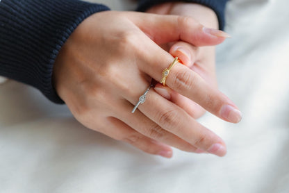 4pcs CZ Pave Gold/ Silver Tone Eye Ring, Bar Ring, Thin Ring, Everyday Ring, Fashion Rings, Dainty Rings, Adjustable Ring (#GB-4623)