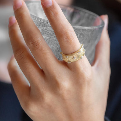 4pcs CZ Pave Gold/ Silver Tone Flower Finger Ring, Everyday Ring, Modern Style Ring, Fashion Rings, Dainty Rings (#JZ-060)