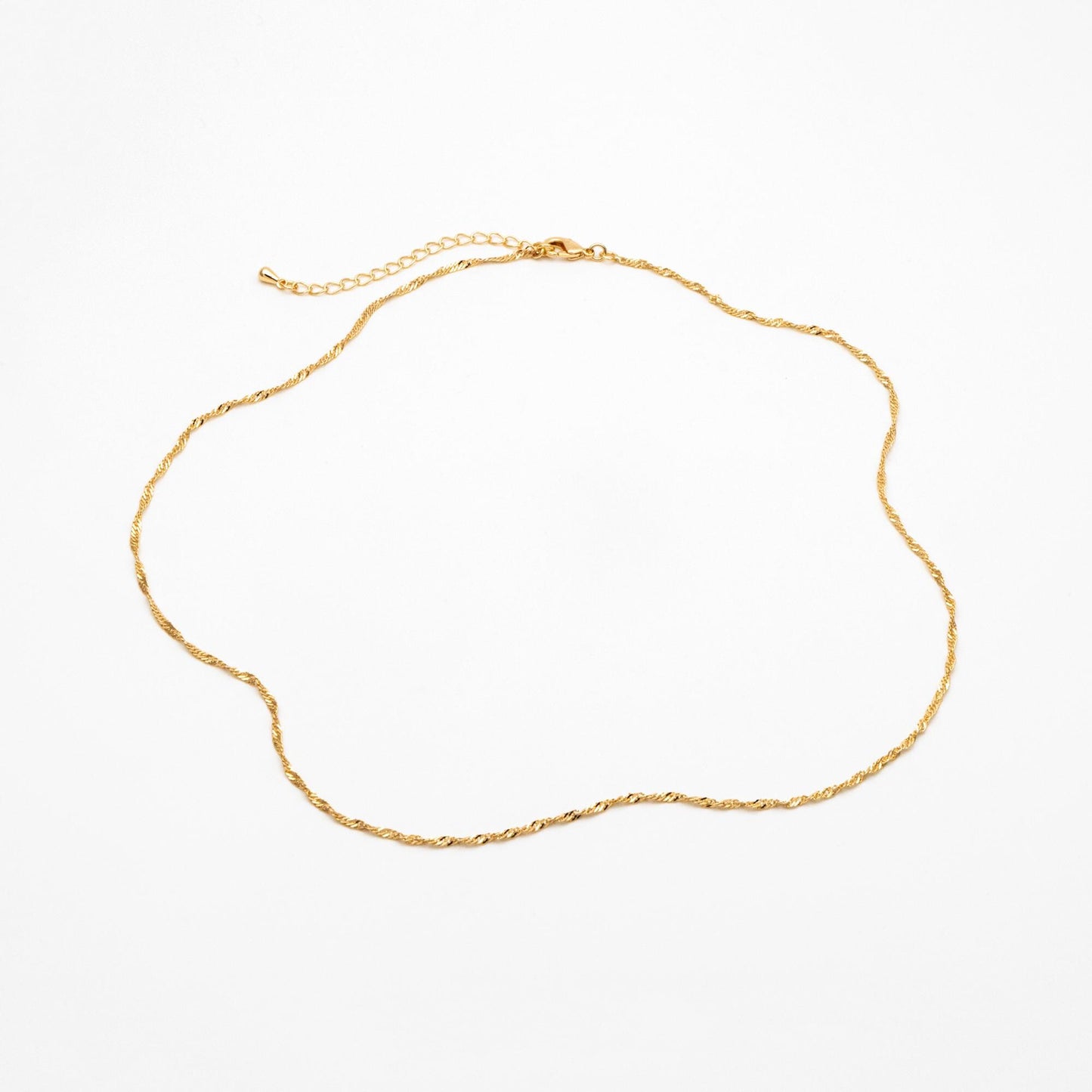 Gold Twisted Chain 1.8mm, Finished Necklace with Extender Chain, 18K Gold plated Brass, Ready to Wear 18-20 Inch (#LK-427-45)